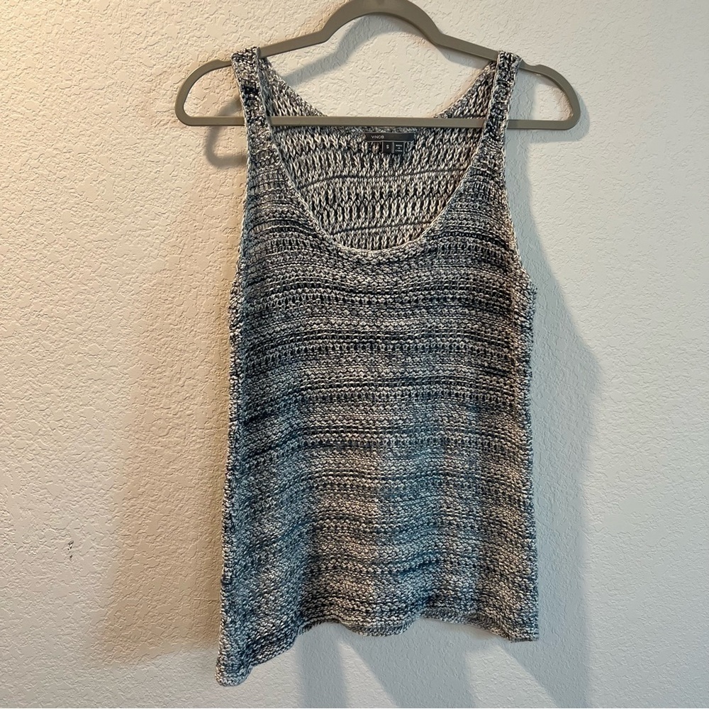Women’s Vince blue crochet knit tank blouse size small S